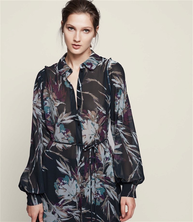 REISS Antonella Multi Floral Shirt Dress | Endource