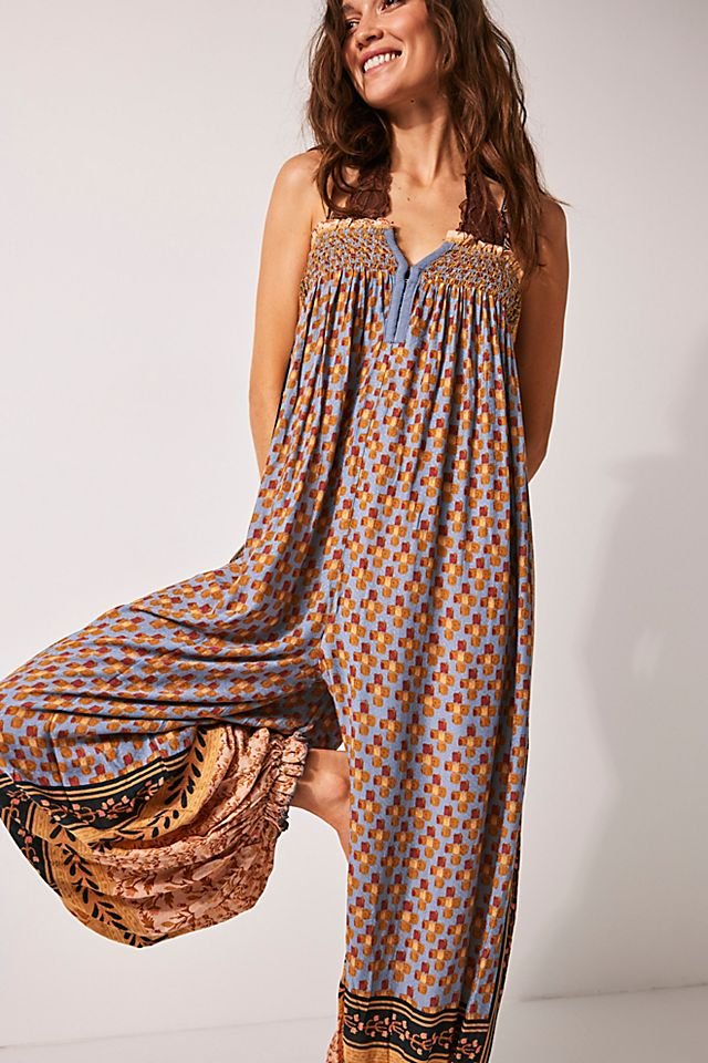 Free People Rule The World Maxi Romper in Natural