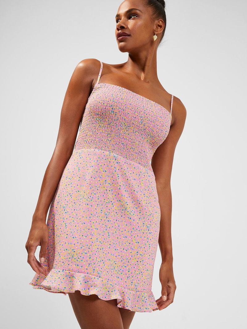french connection pink mini dress French Connection Pink Mini Dress with Puff Sleeves by French Connection