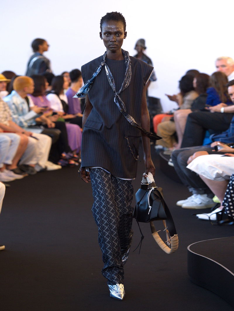 ACNE STUDIOS Doniella Chain And Striped-Wool Mini Dress endource