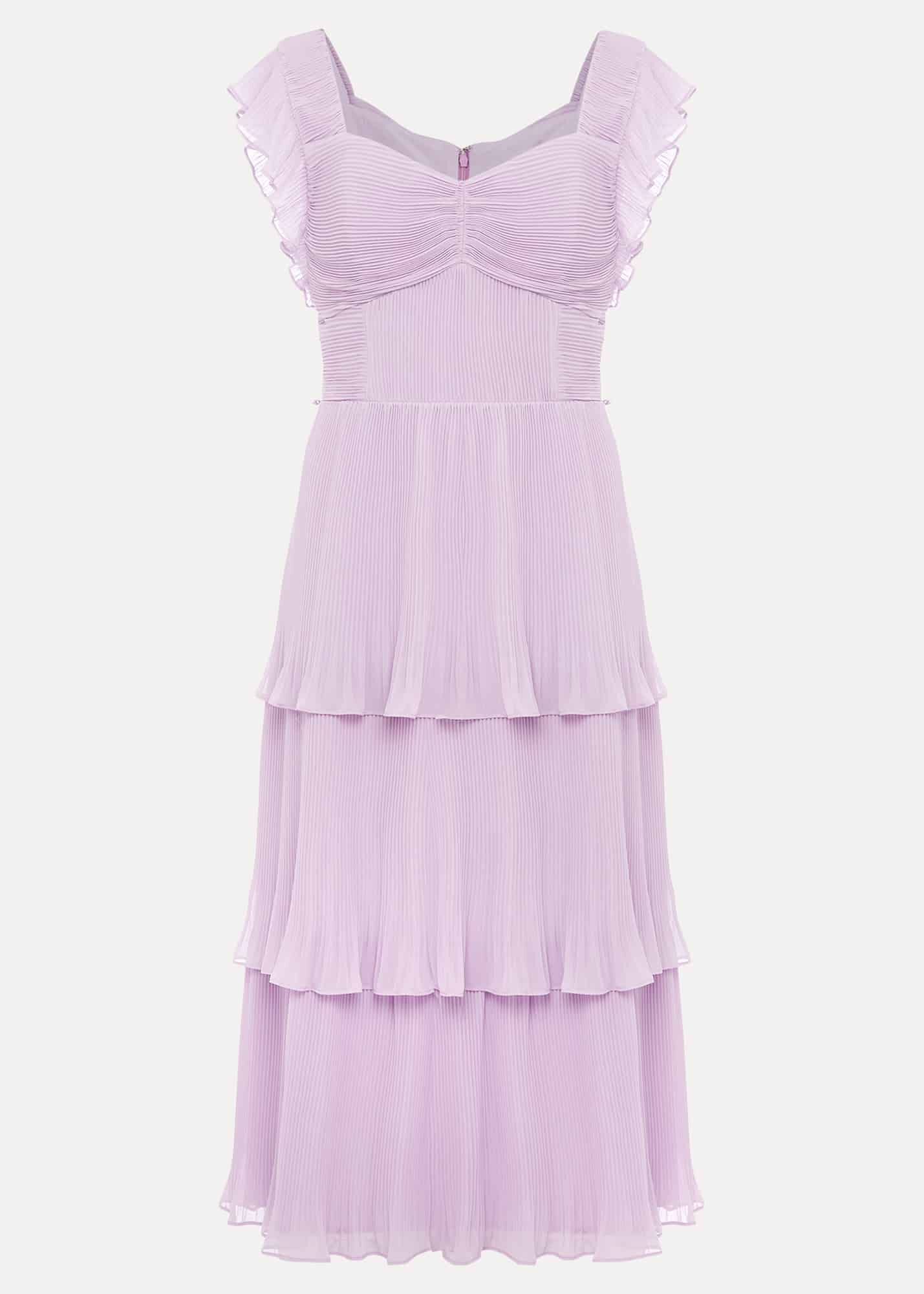 PHASE EIGHT Skyler Ruffle Plain Dress in Lilac | Endource