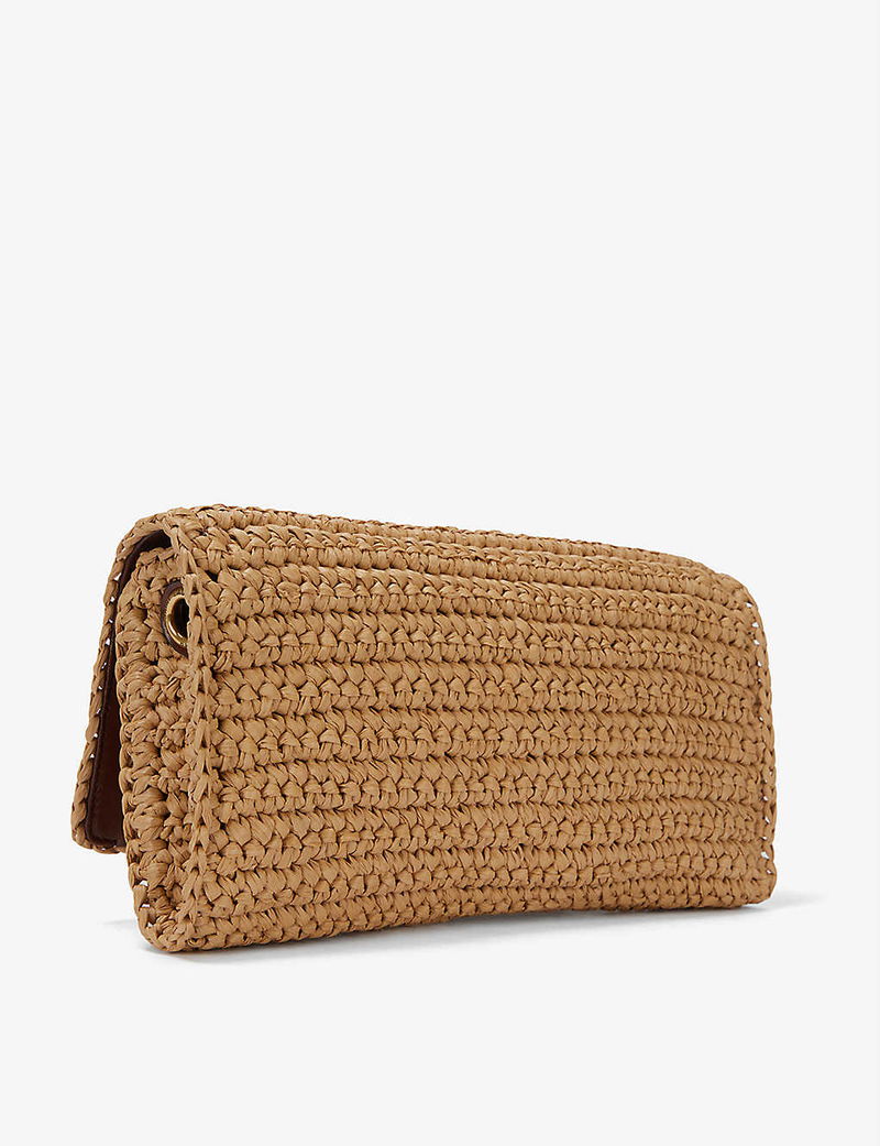 Kate 99 Raffia Shoulder Bag in Black - Saint Laurent