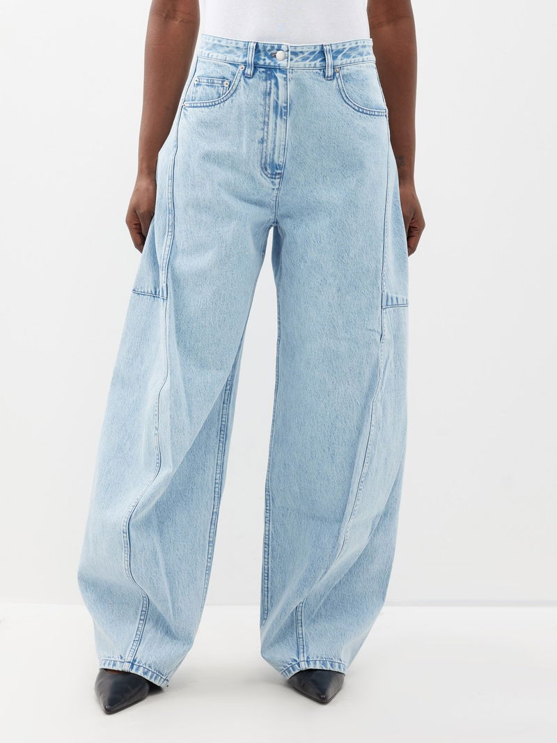 TIBI Sid Wide-Barrel Leg Jeans in Blue | Endource