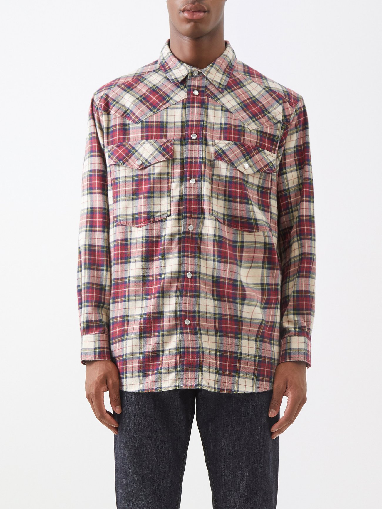 ISABEL MARANT Manem Brushed Check-Cotton Flannel Shirt in Burgundy ...