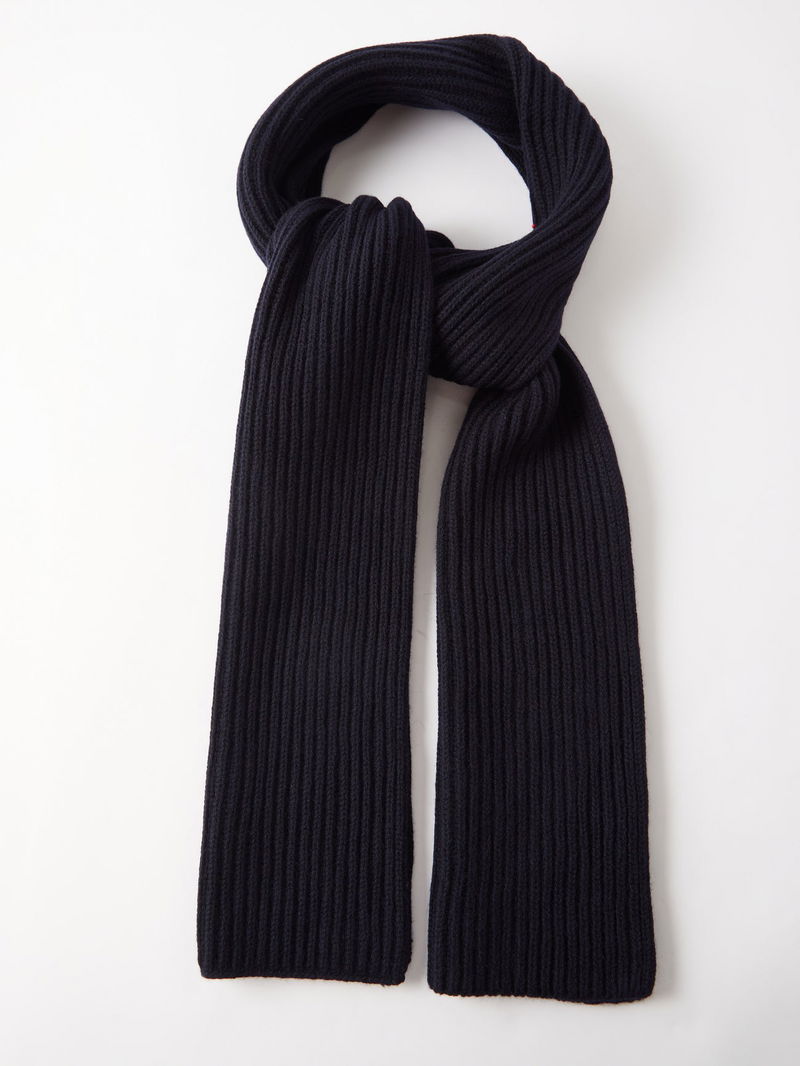 Camille Ribbed-Knit Wool-Blend Scarf endource