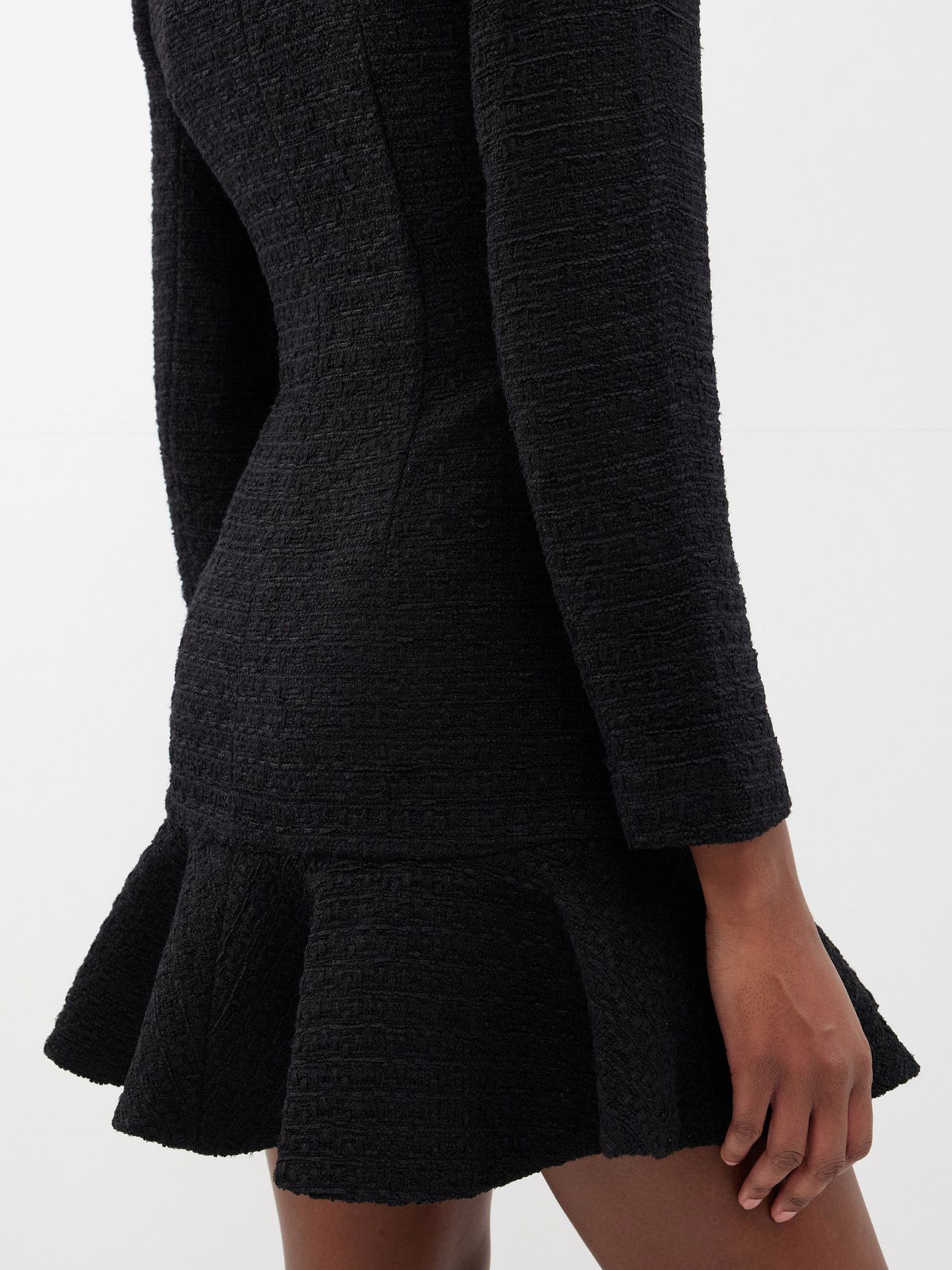 SELF-PORTRAIT V-Neck Double-Breasted Boucl-Tweed Mini Dress | endource