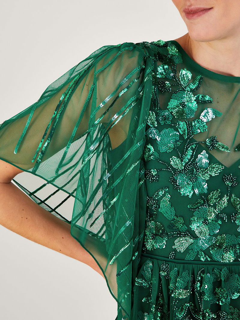 monsoon green sequin dress Moon Dust Sequin Mini Dress Forest Green main image 0