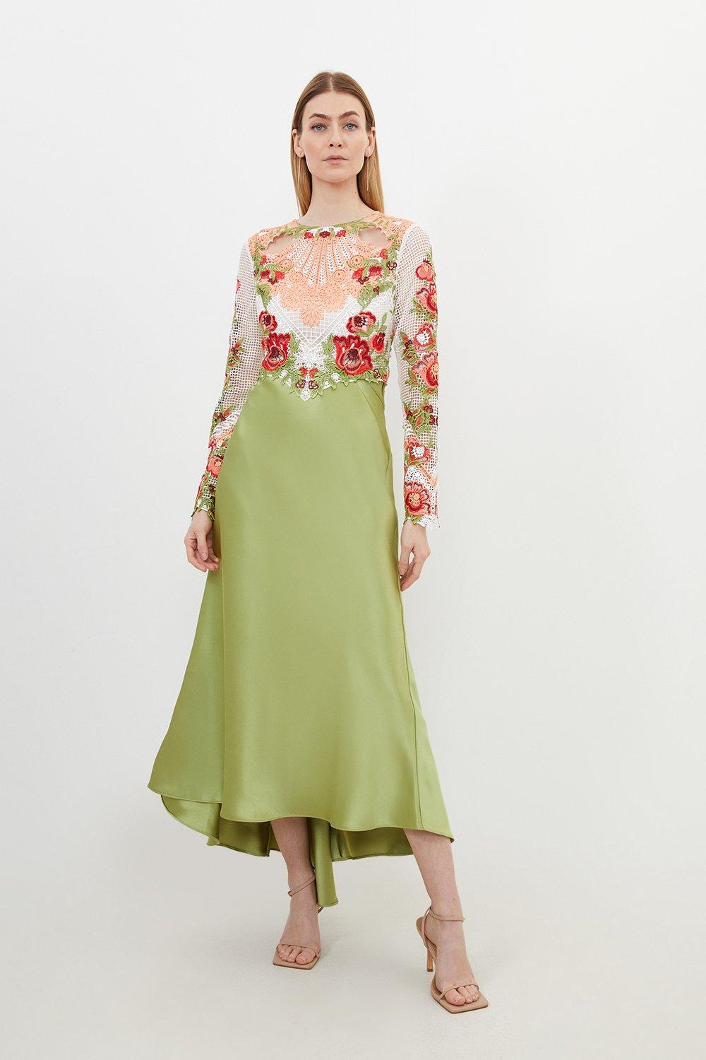 knee length dresses for ladies Rent Karen Millen Guipure Lace Woven Halter Midi Dress