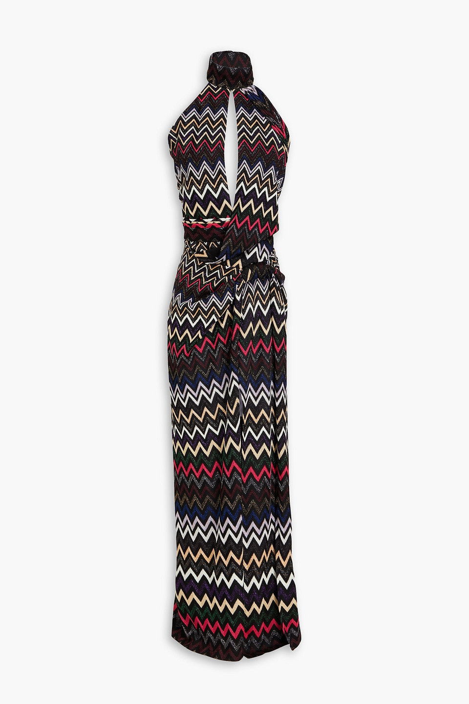 MISSONI Metallic Cutout Crochet-Knit Halterneck Maxi Dress endource