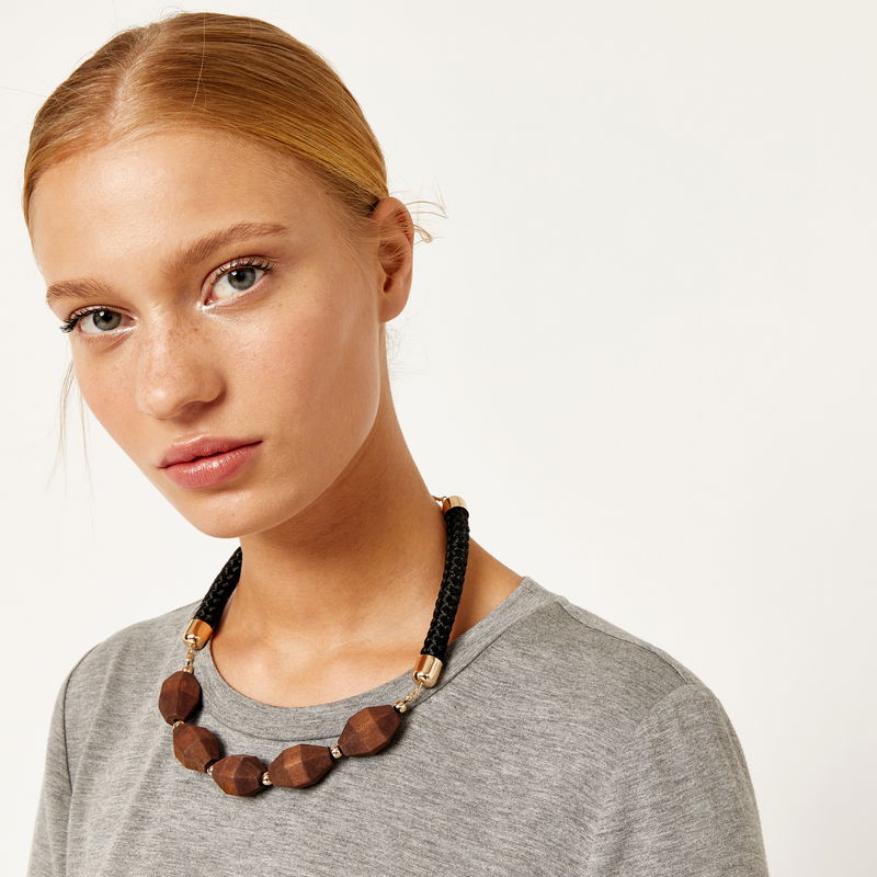 WAREHOUSE Wood Bead Rope Necklace endource