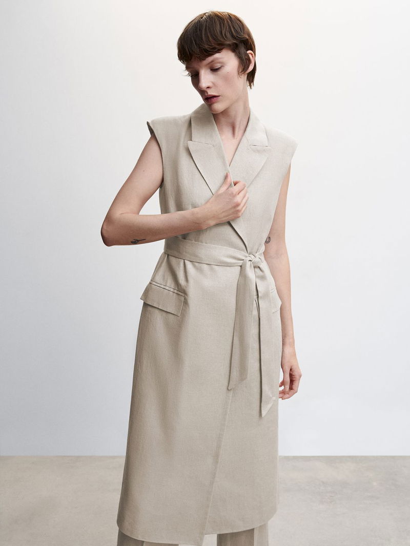 MANGO Salmos Longline Belted Waistcoat endource