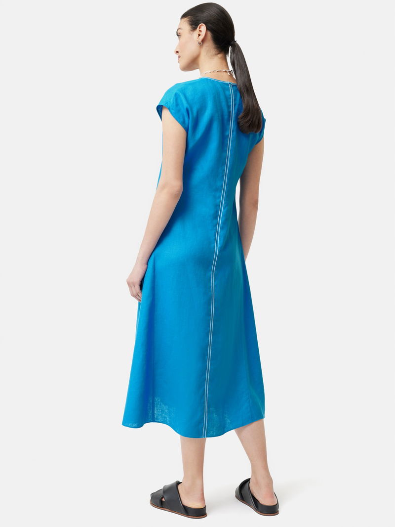 jigsaw blue dress Textured Jacquard Dress