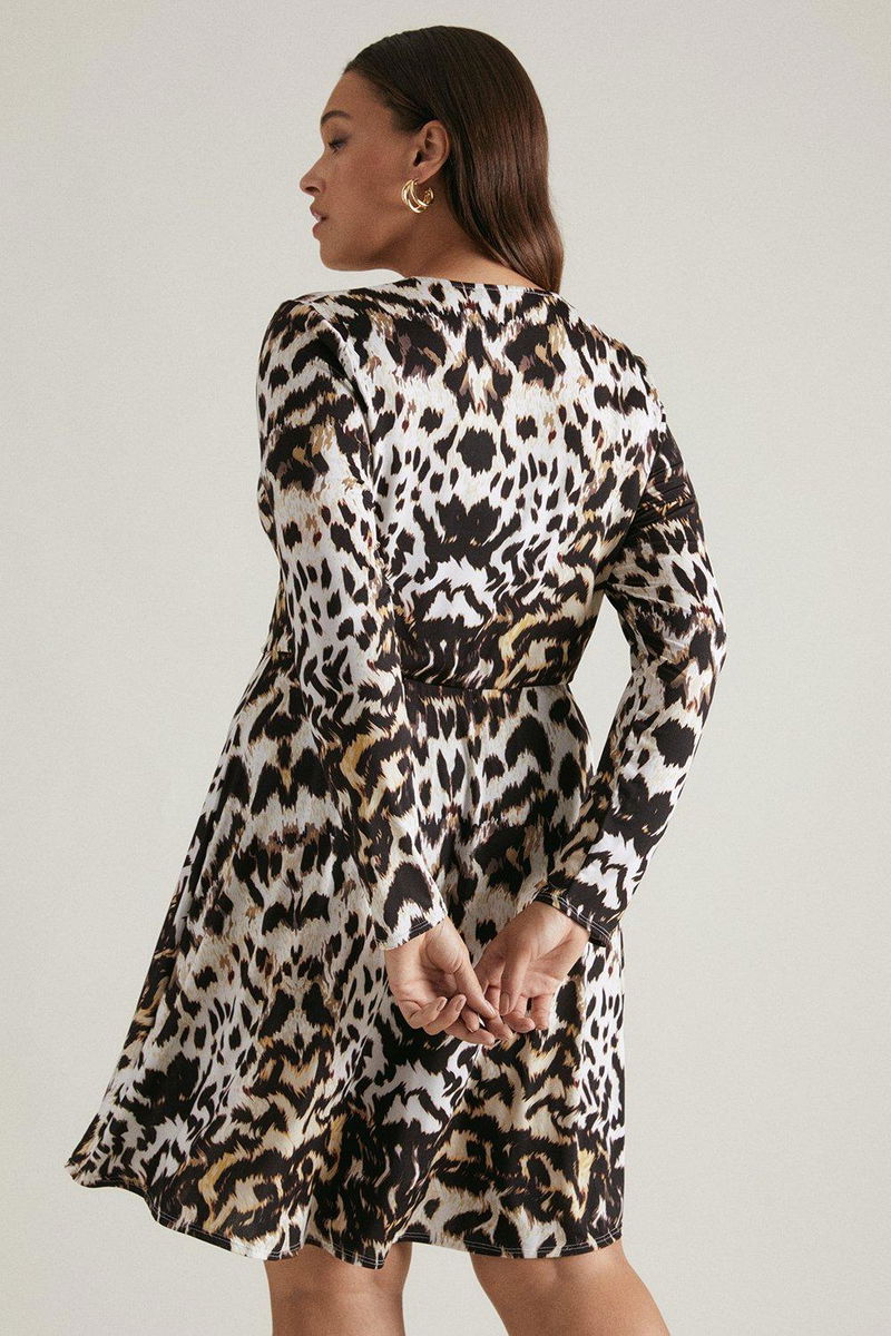 KAREN MILLEN Curve Belted Marble Leopard Jersey Warp Dress endource