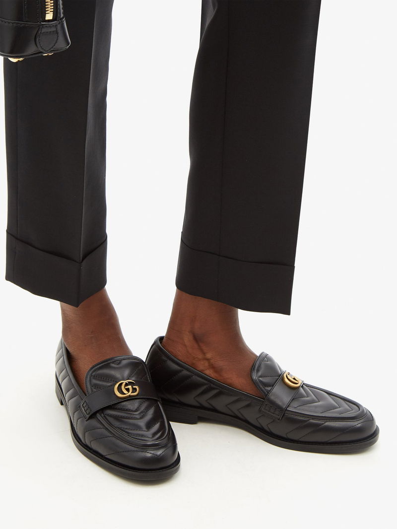 GUCCI - Marmont Logo-Detailed Quilted Leather Backless Loafers - Black Gucci