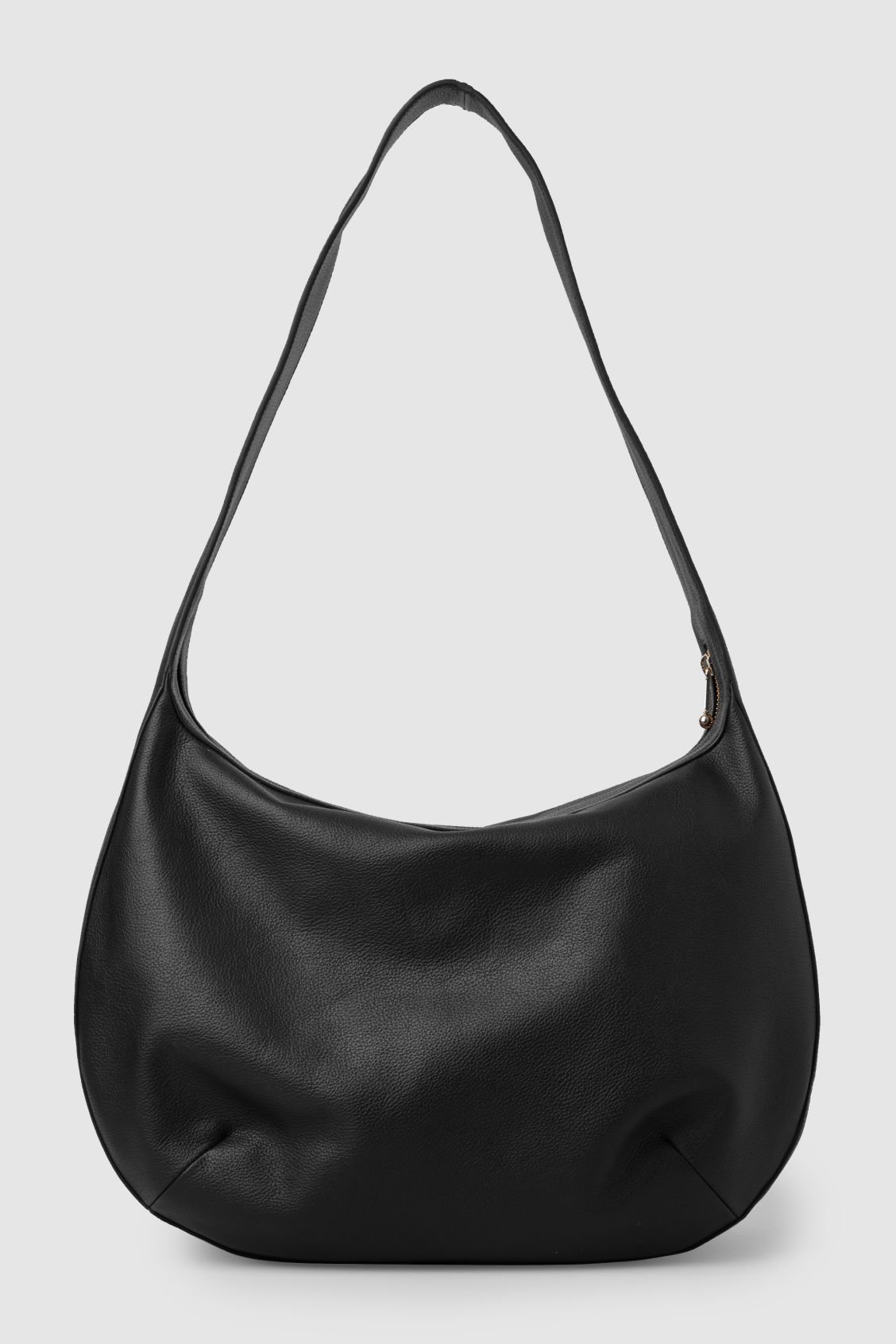 COS Curved Leather Shoulder Bag in BLACK | Endource