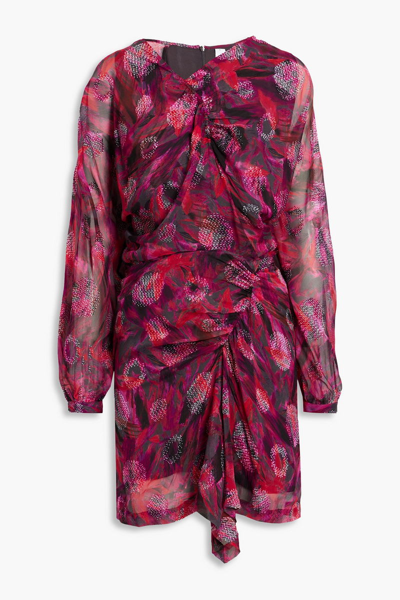 IRO Paolina Ruched Chiffon Mini Dress | endource