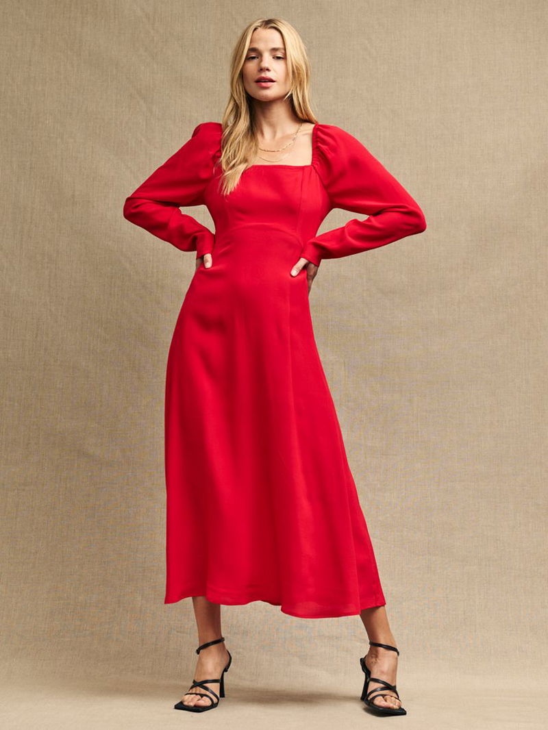 strapless open back dress 8th Sign Livia Scallop Neck A-Line Midi Dress