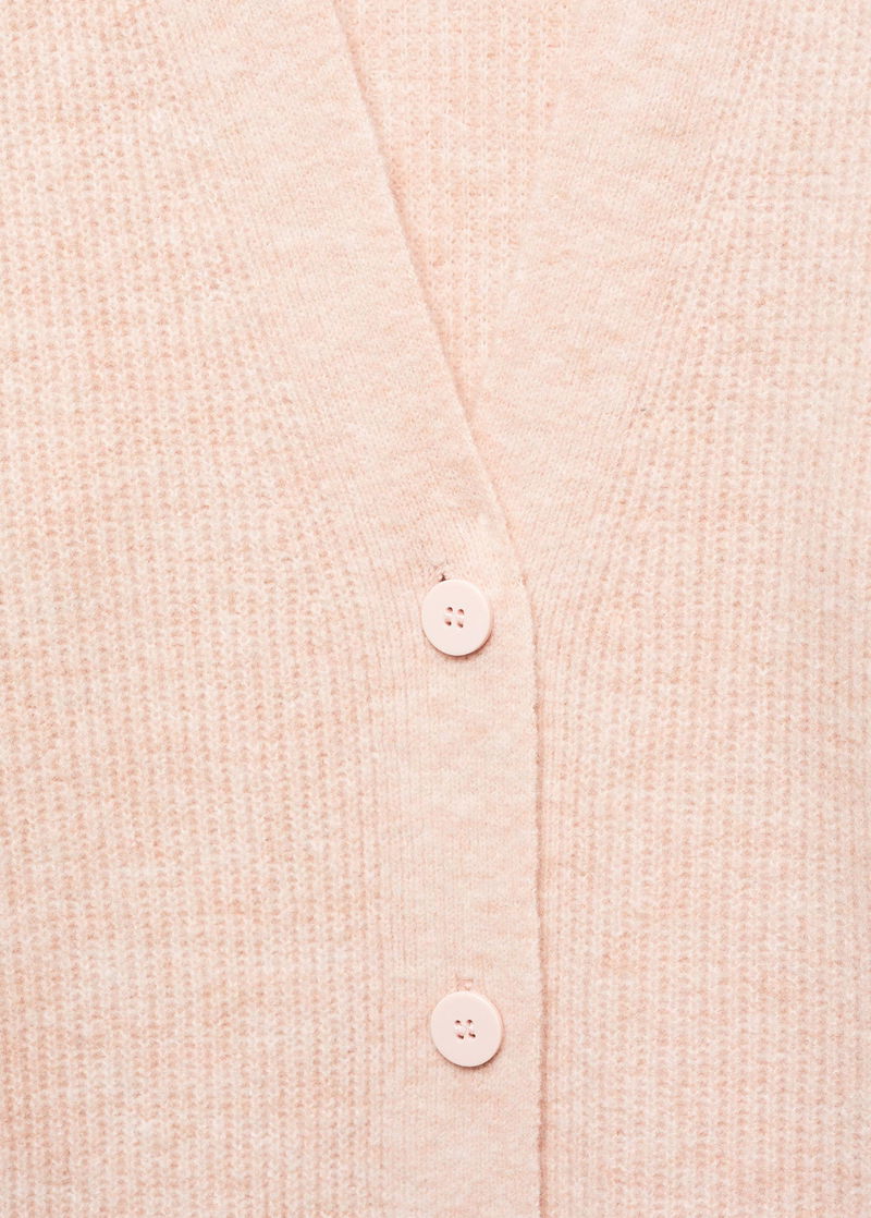 MANGO Minutu Faux Pearl Button Fluffy Cardigan in Pink