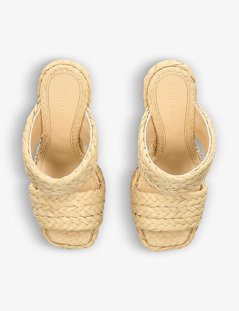BOTTEGA VENETA Trinity Braided Raffia Heeled Sandals endource - Main Image
