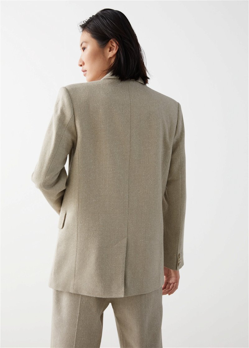 & OTHER STORIES Relaxed Long Silk Blazer in Oatmeal | Endource
