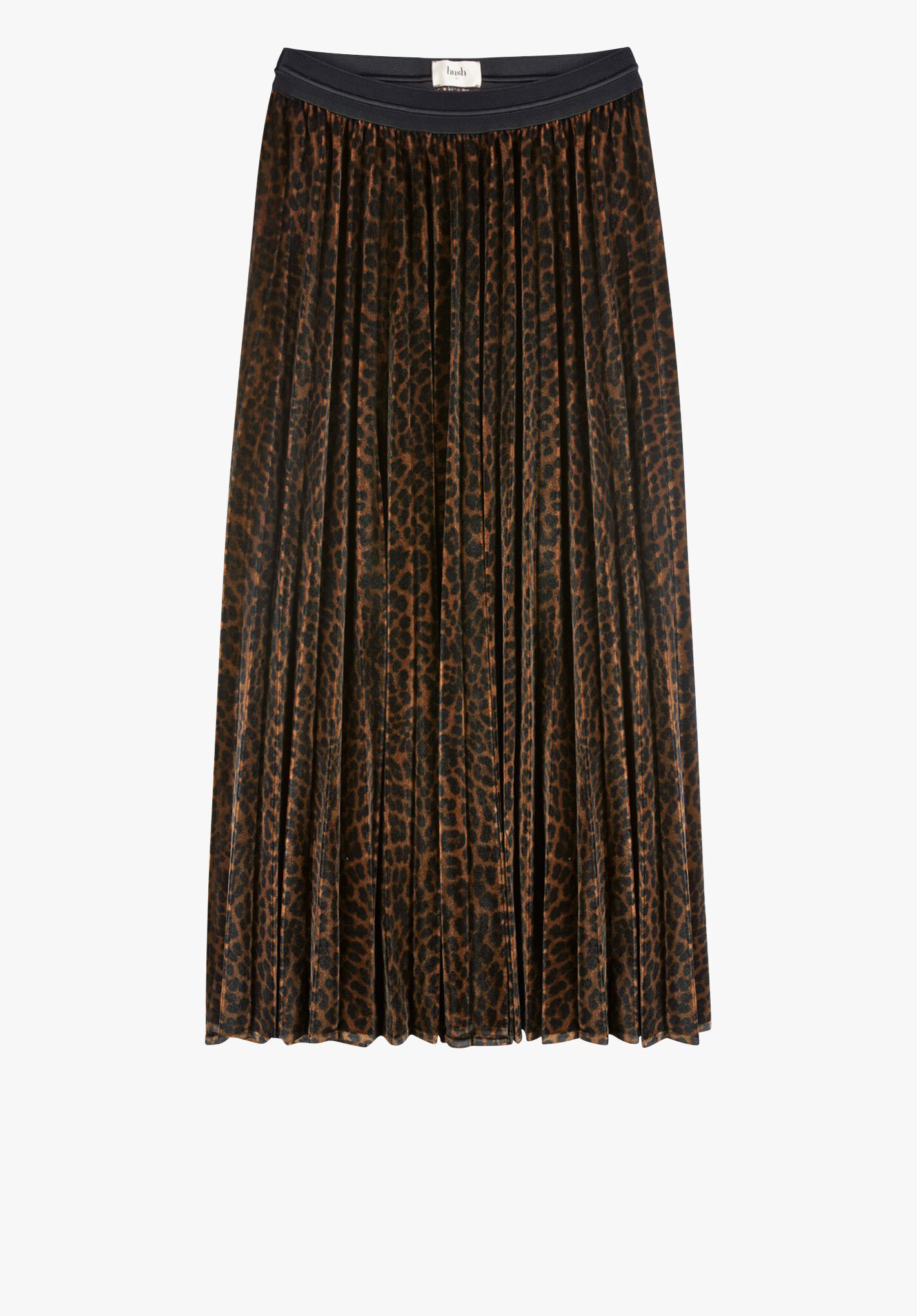 HUSH Thea Pleated Velour Skirt endource