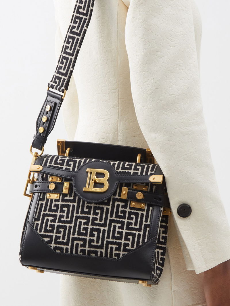 BALMAIN BBuzz Jacquard-Monogram Cross-Body Bag endource