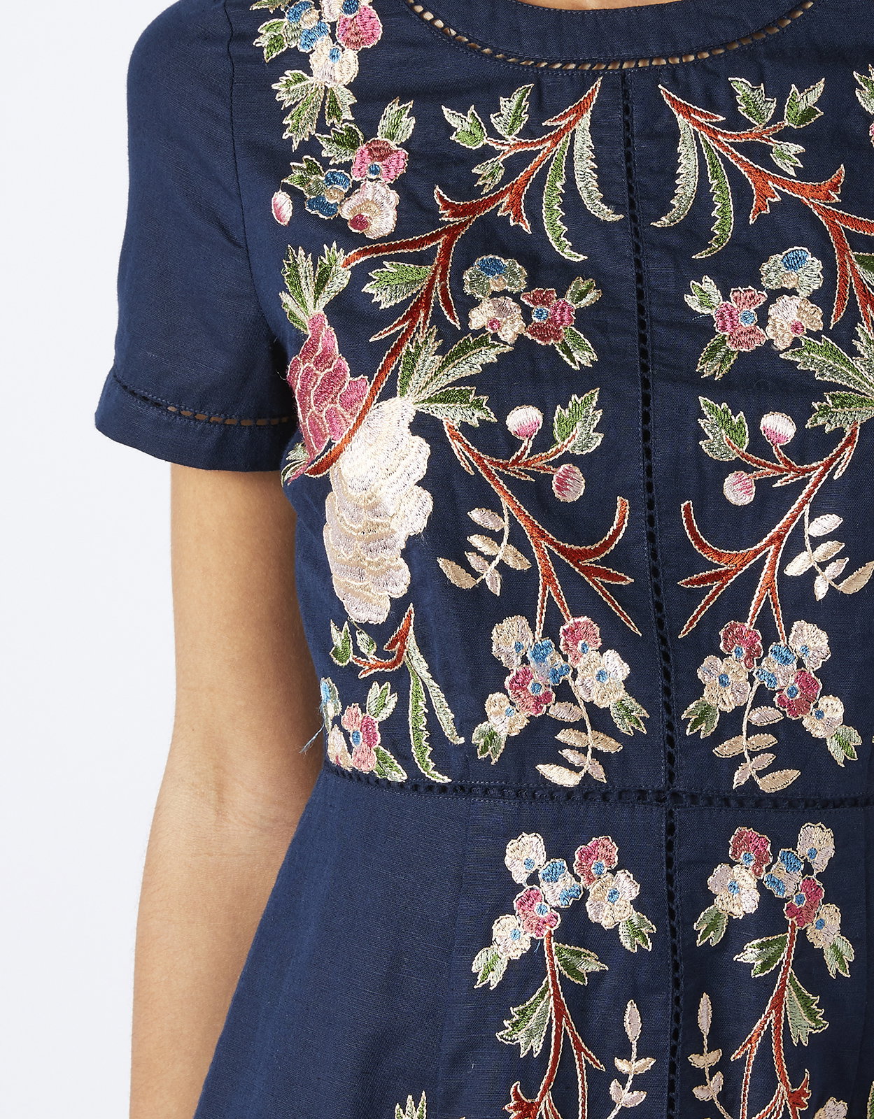 Monsoon Lilou Linen Embroidered Dress | endource