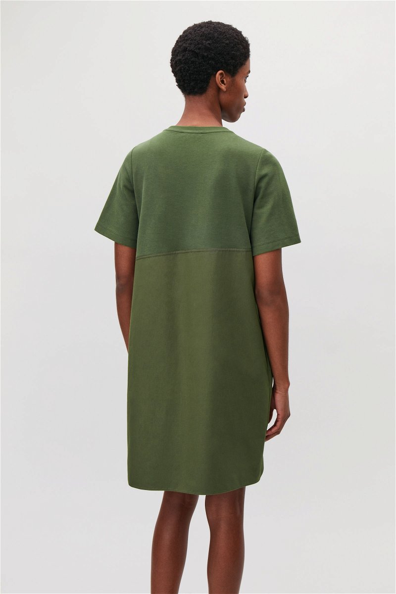 COS Poplin-Panelled Jersey Dress | Endource