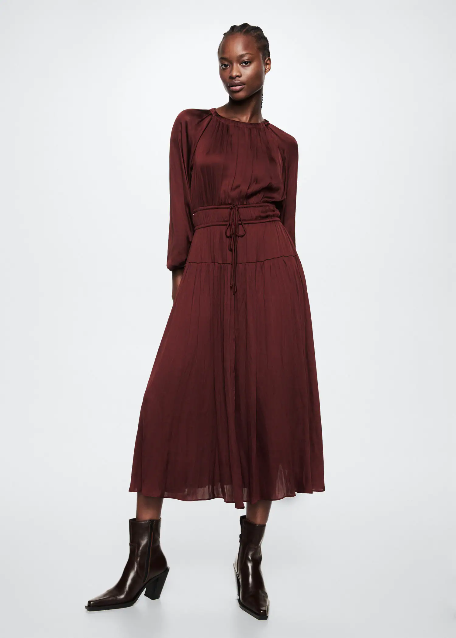 mango pleated satin dress MANGO Pleated Satin Shirt Dress