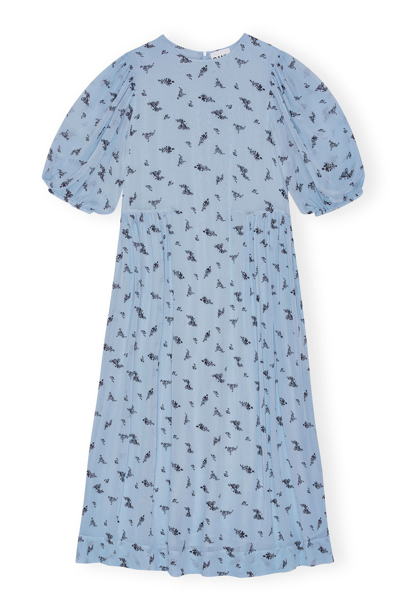 GANNI Printed Georgette Puff Sleeve Midi Dress | endource GANNI Printed Georgette Puff Sleeve Midi Dress | endource