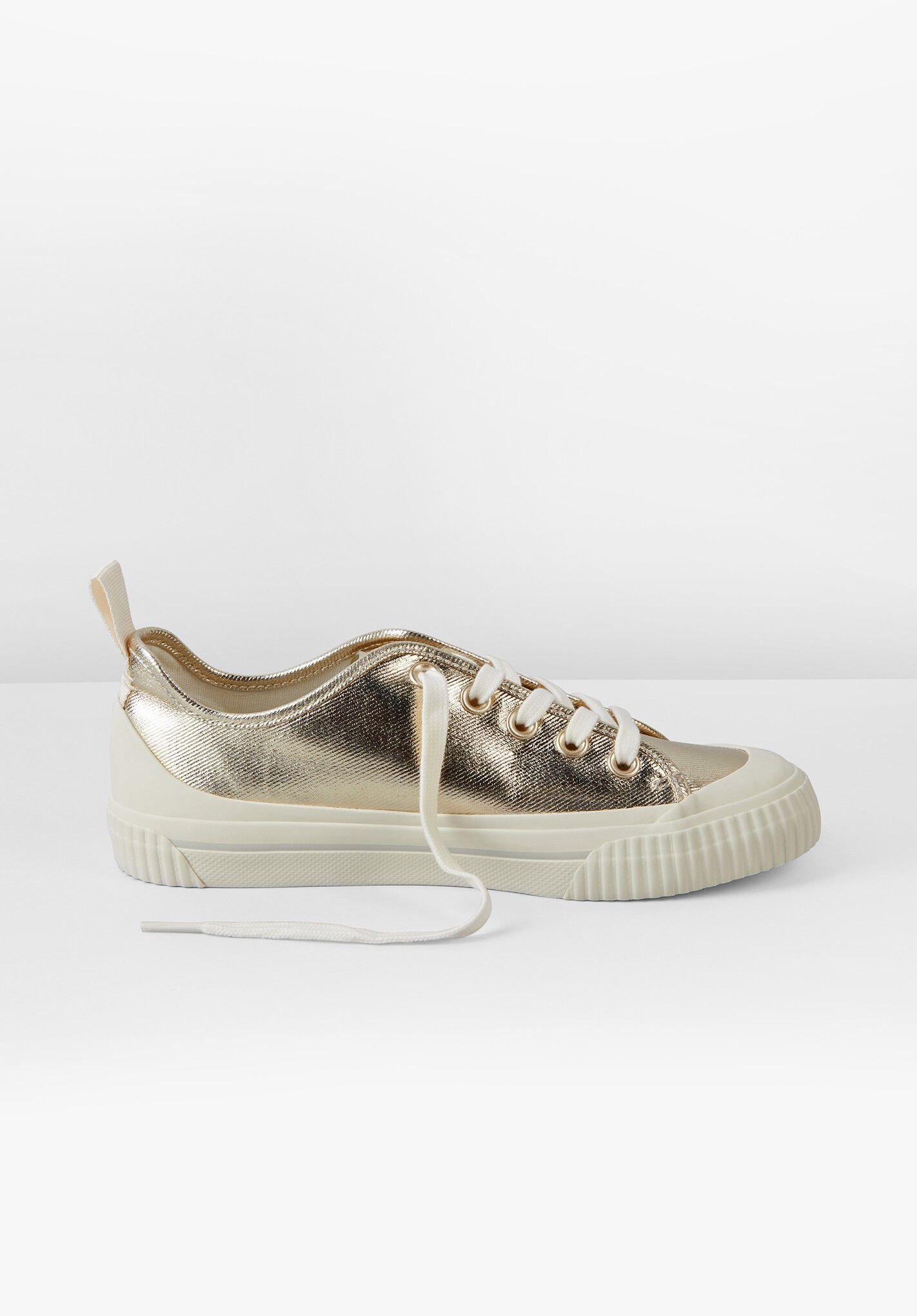 HUSH Leyton Canvas Trainers in Gold | Endource