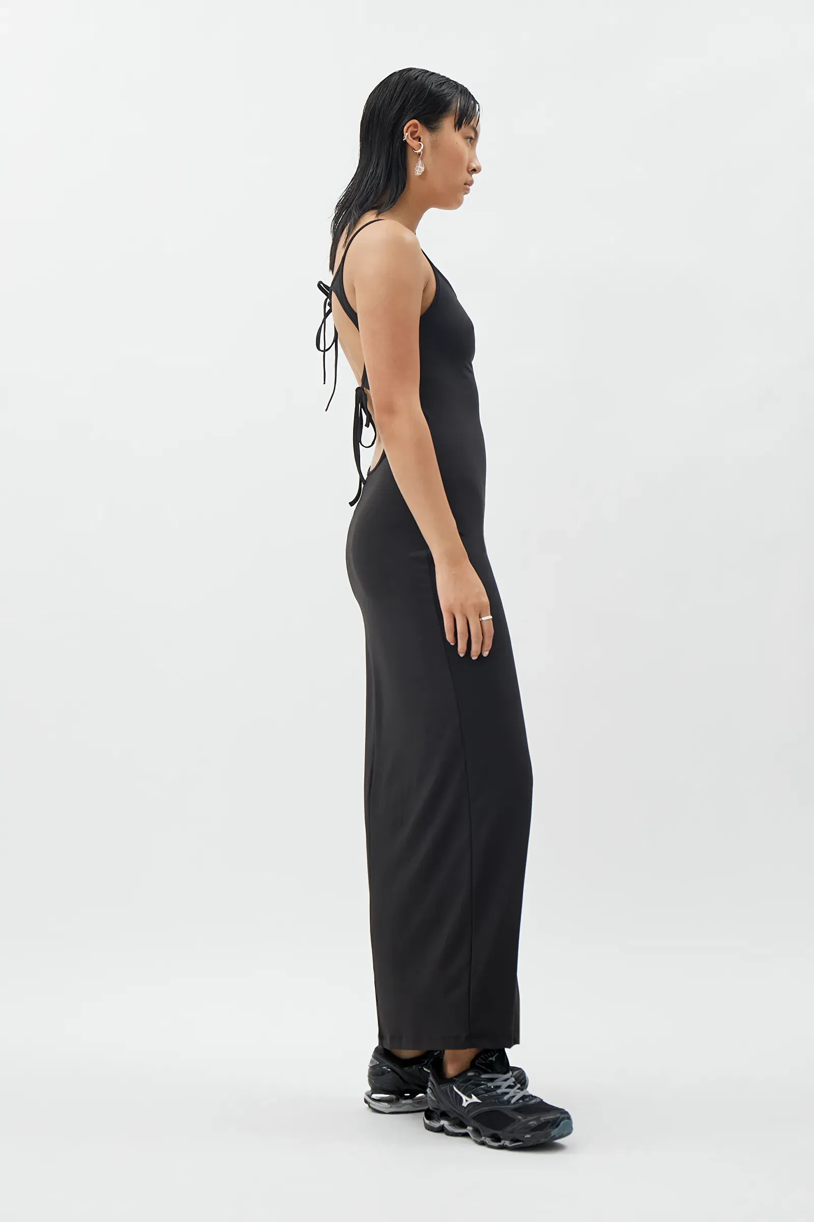 navy blue dress for baby girl Weekday semi sheer halter neck maxi dress in black