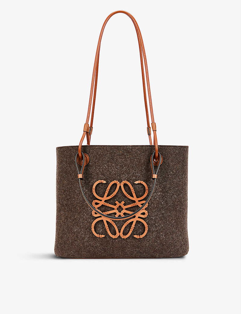 loewe leather trimmed felt tote