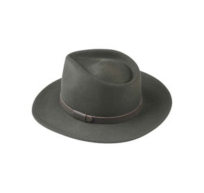 Dark grey Barbour felt hat with a leather band.