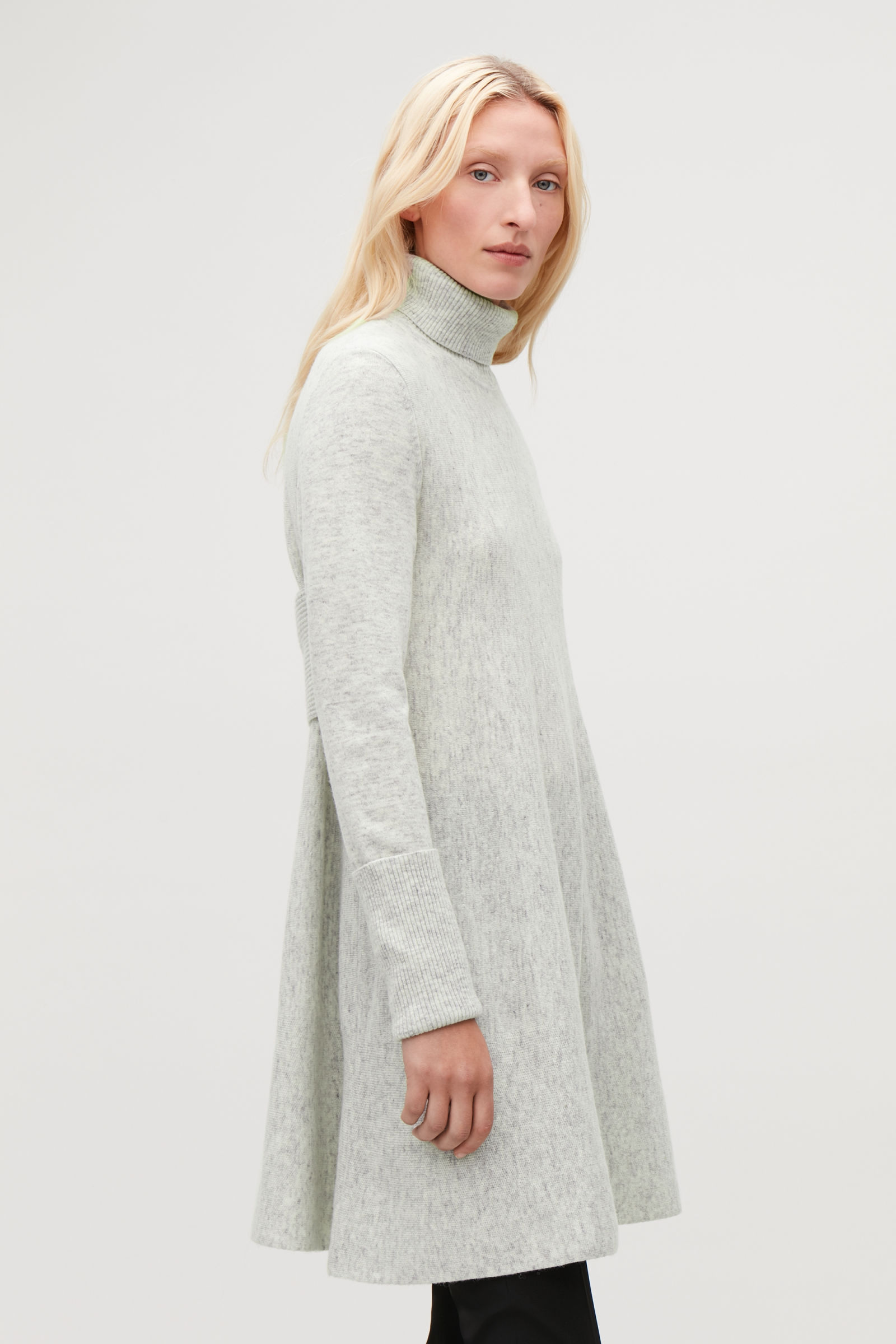 cos oversized lambswool dress COS Wool T Shirt Dress Oversized Fit Cropped Sleeve RWS Merino Charcoal  Gray XS