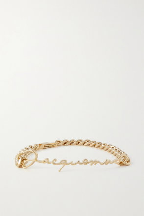 Gold chain bracelet with Jacquemus lettering