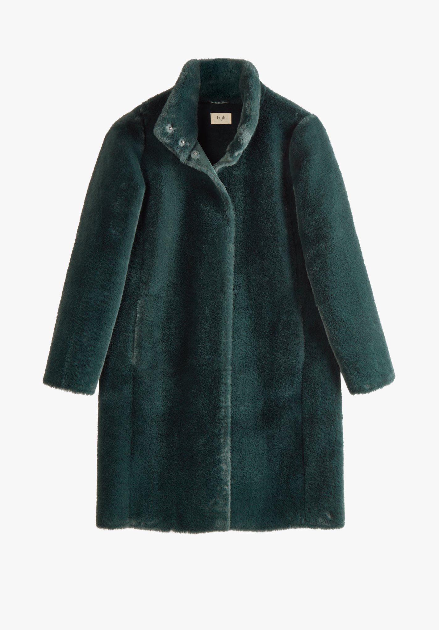 HUSH Ella Faux Fur Coat in Deep Green | endource