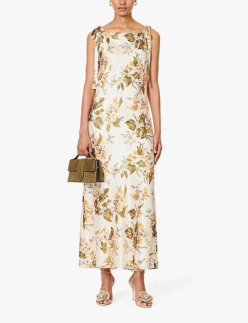 reformation aden silk dress REFORMATION Aden Floral Silk Midi Dress