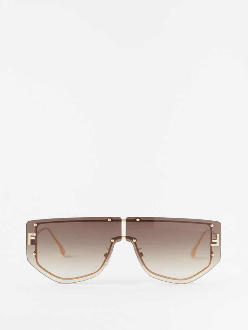 Fendi Men's Monogram Lens Metal Round Sunglasses