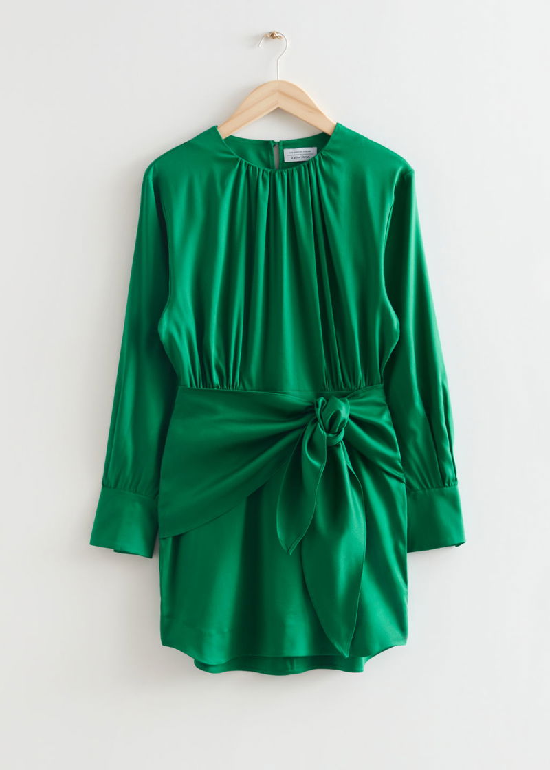 amp; Other Stories + Trumpet Sleeve Satin Mini Dress