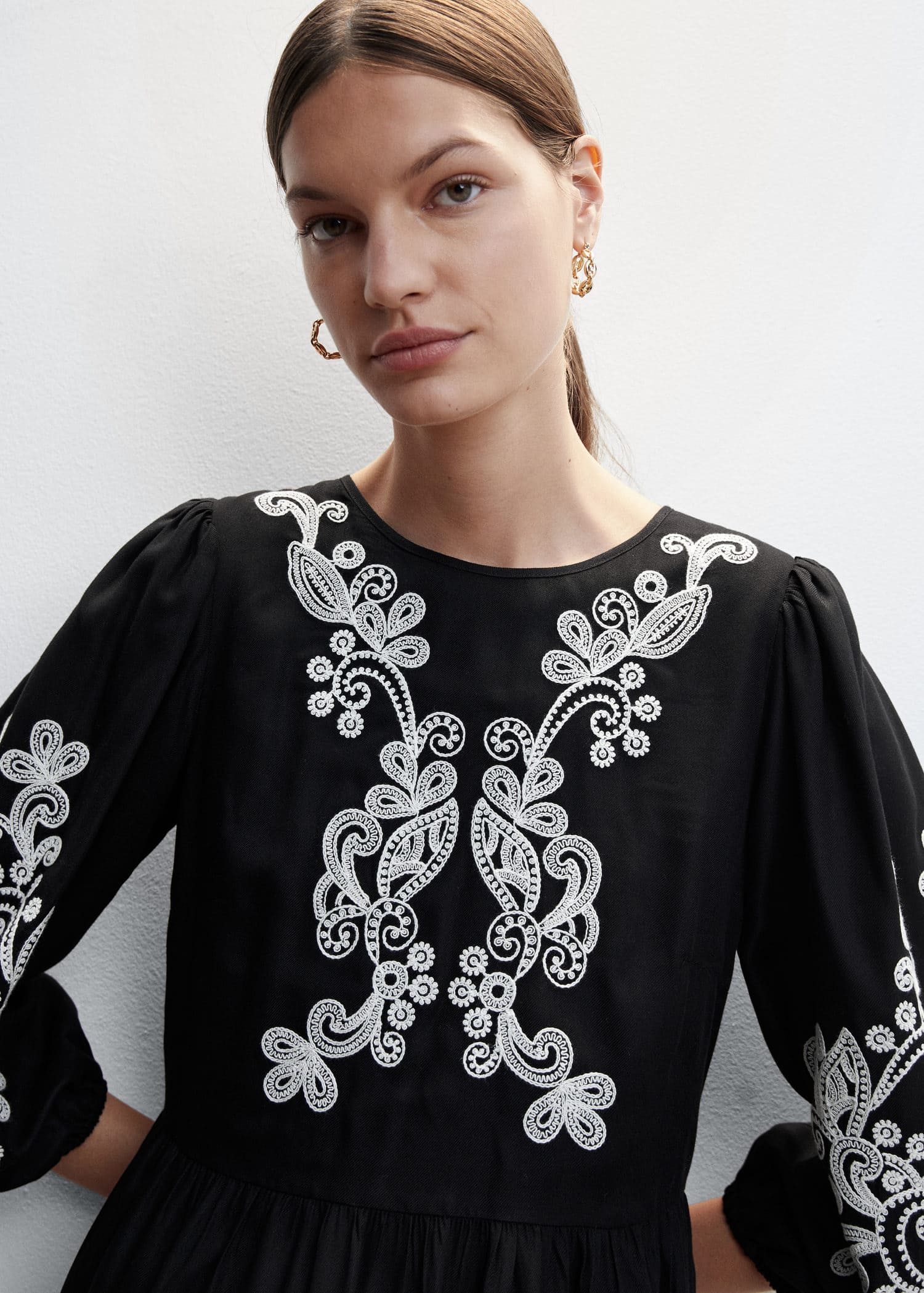 green emerald velvet dress Cotton Dress With Openwork Embroidery main image 0