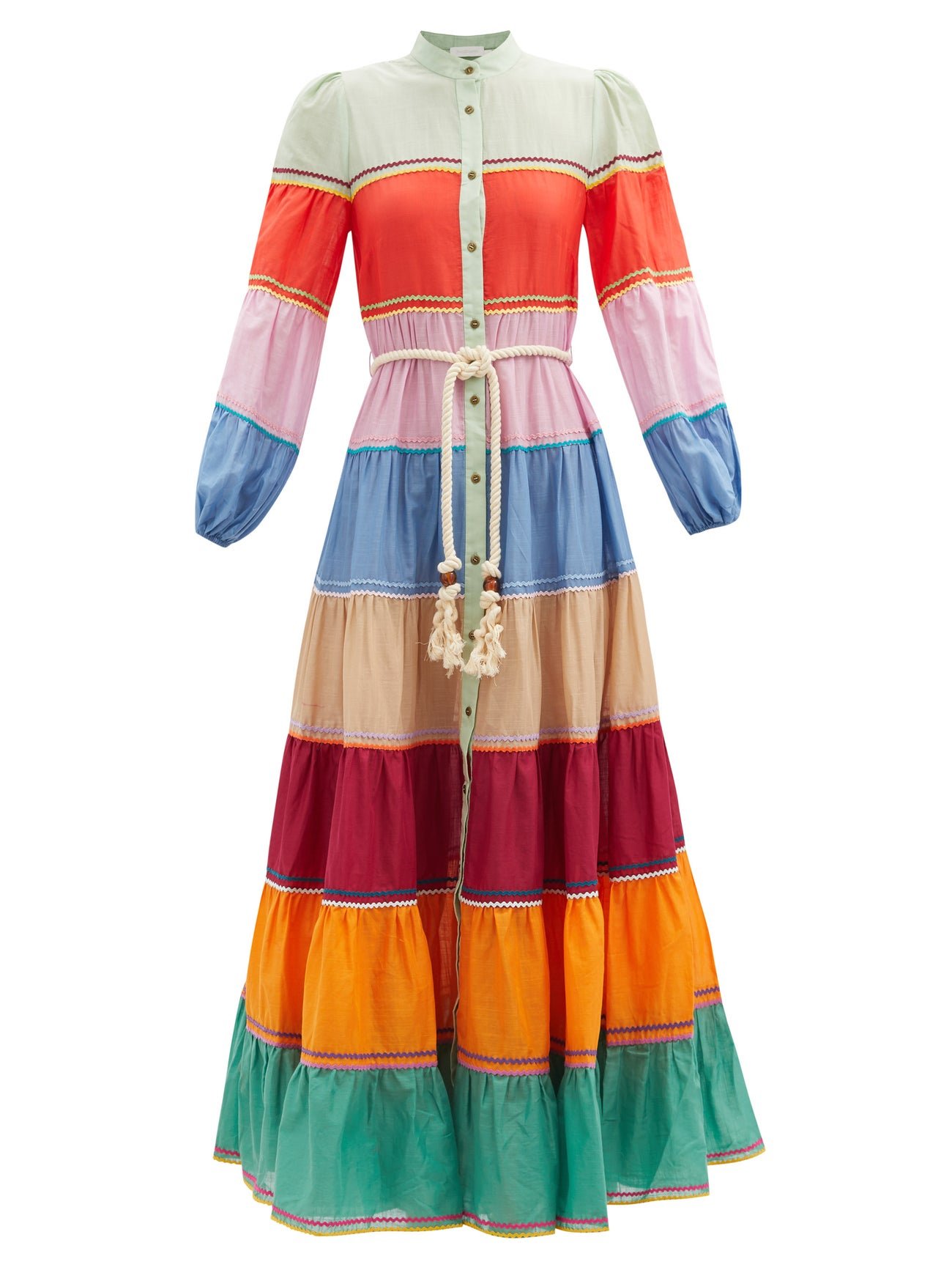 ZIMMERMANN Riders Stripe-Panel Cotton-Voile Dress | Endource