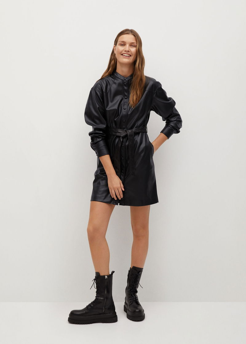 mango faux leather shirt dress MANGO Faux-Leather Shirt Dress