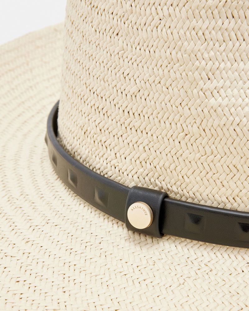 ALLSAINTS  Lara Studded Straw Fedora Hat in Natural ALLSAINTS Lara Studded Straw Fedora | endource main image 3