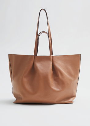 BURBERRY Soft Calfskin Small Pocket Tote Bag Tan 1155292