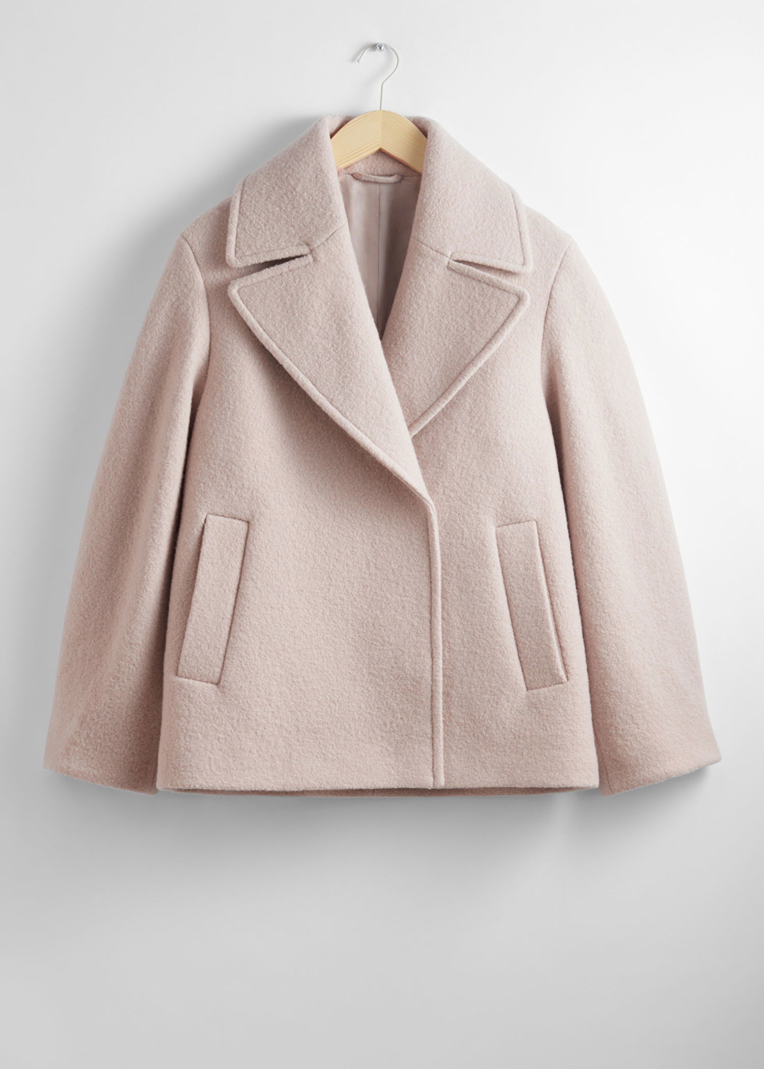 Zara WOOL Blazer Other Stories Double-Breasted Mujer Beige