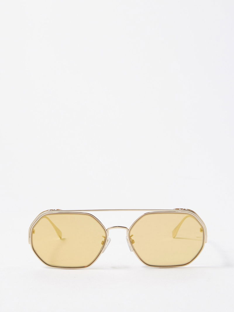 FENDI O'Lock Aviator-Style Metal Sunglasses for Men