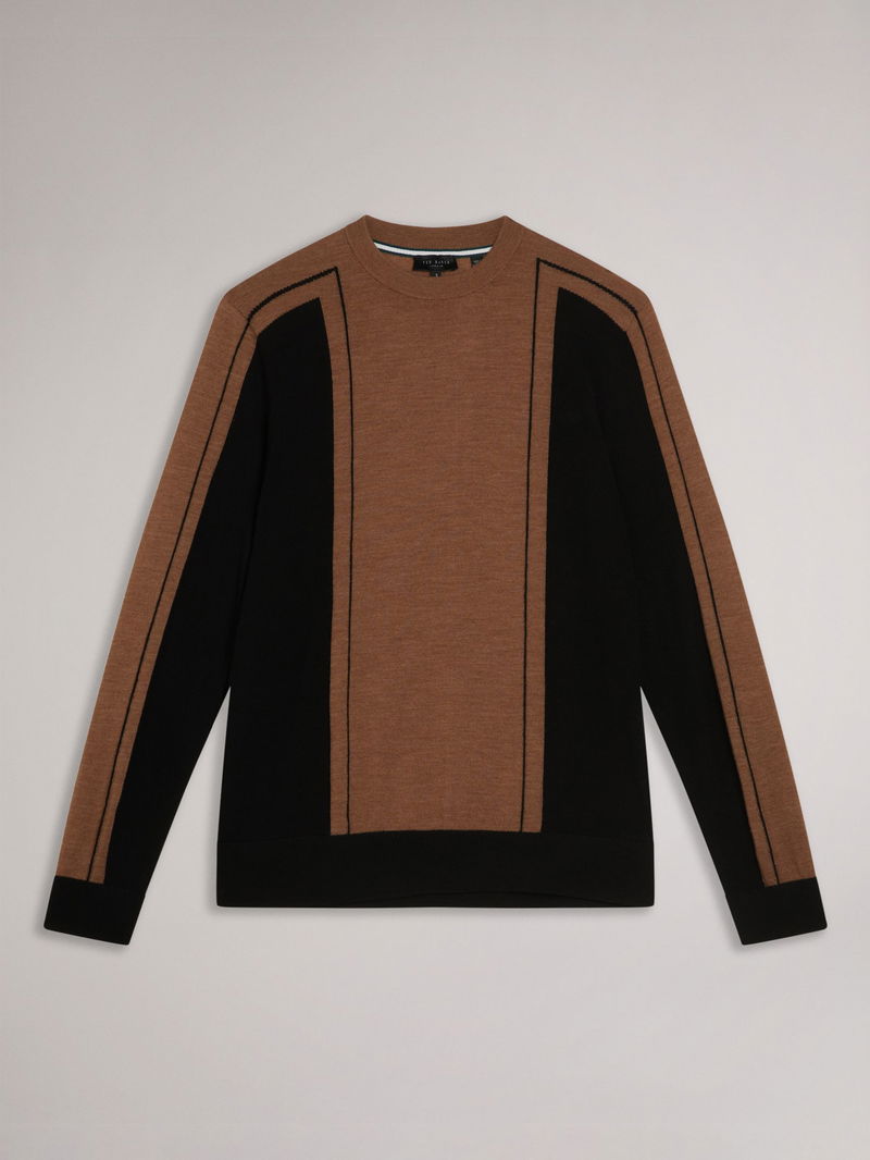 TED BAKER Long Sleeve Merino Striped Crew Neck Jumper