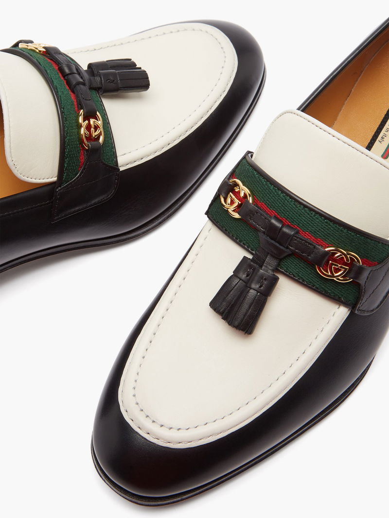 Gucci Men's Paride Web Stripe Bit Loafers