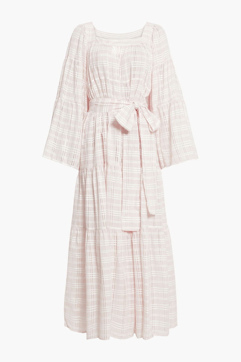 chinese dress ladies Lisa Marie Fernandez Ric Rac-trimmed Ruffled Maxi Dress Yellow Linen Size III